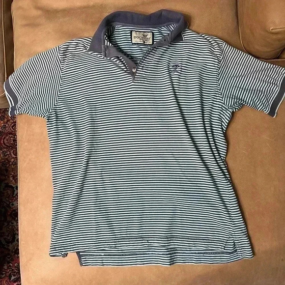 Vintage Men’s Striped Dockers Khakiware Striped Polo W/ Logo Size Large - Picture 1 of 6